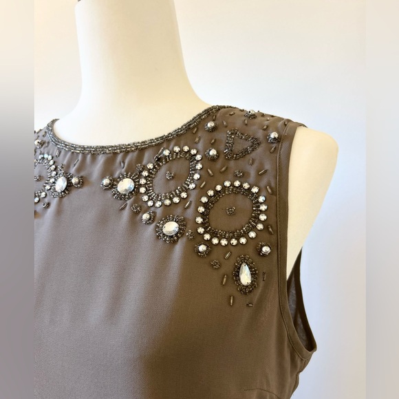 French Connection, Grey Beaded, Embroidered Tank, Elegant - size Medium approx - Picture 2 of 6